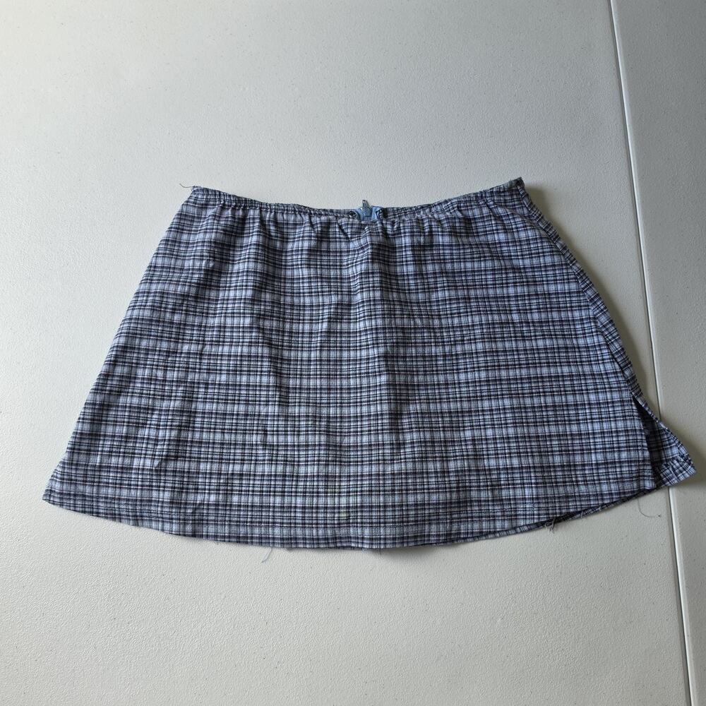 Y2K L.A.N.Y. Skirt Skort Juniors 11 Blue Plaid Mini Stretch Academia Preppy